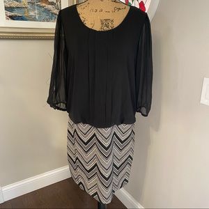 AB Studio Black White Sheer Dress